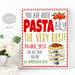 Pasta Appreciation Sign, Staff Nurse Employee Teacher Appreciation Week, You're Pasta-by the Best Italian Dinner, School Pto Pta, PRINTABLE