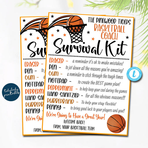 EDITABLE Basketball Coach Survival Kit Printable, Team Coach Gift, Thank You Coach Kids Sports, Basketball Appreciation funny Idea, TEMPLATE