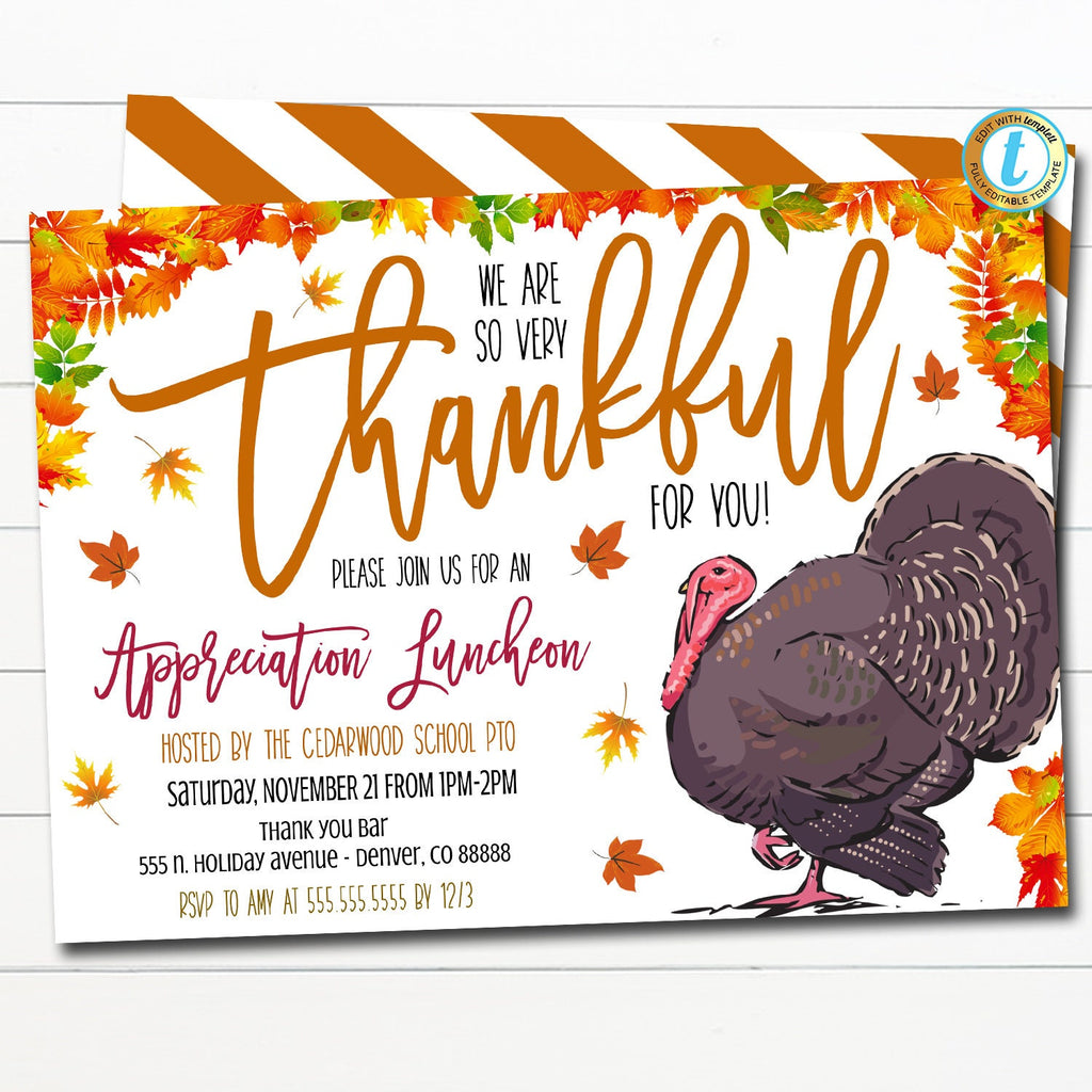 Thanksgiving Appreciation Invitation | Grateful For You — TidyLady  Printables, image size:1024x1024