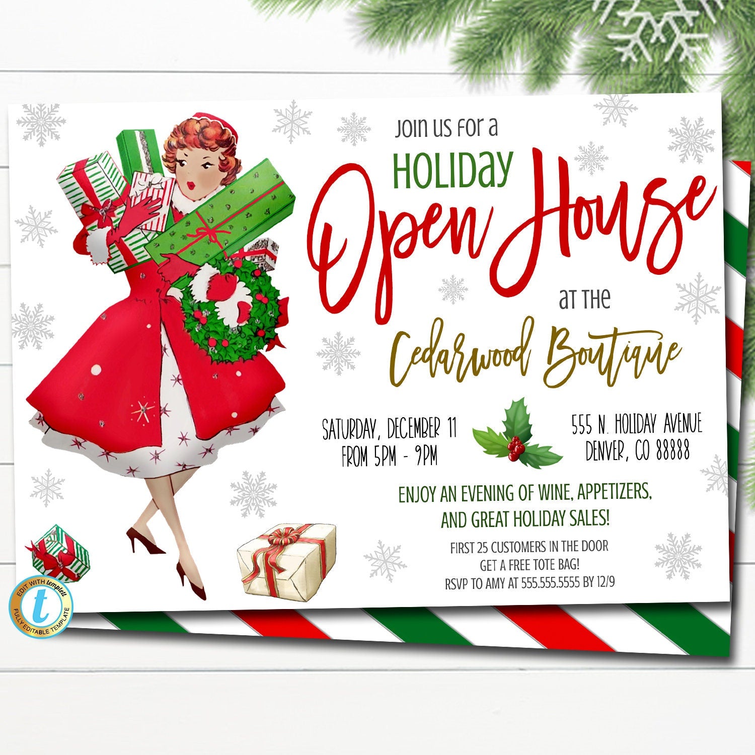 Holiday Open House Invitation | TidyLady Printables for Free Printable Open House Invitations