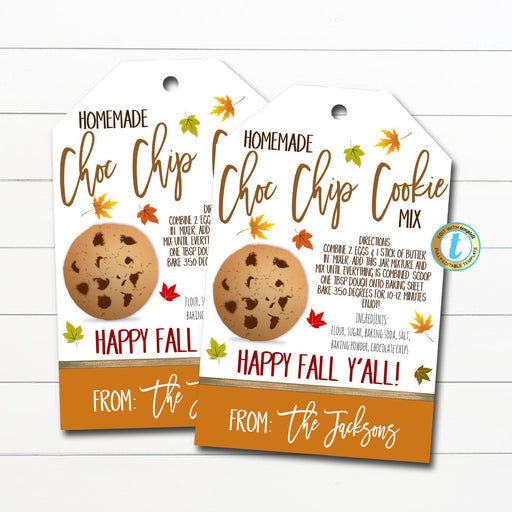 Fall Gift Tags, Cookie Jar Mix, Halloween Autumn Cookie Recipe Tag Teacher Staff Autumn Thanksgiving Baking Bakery Treat Label,  EDITABLE
