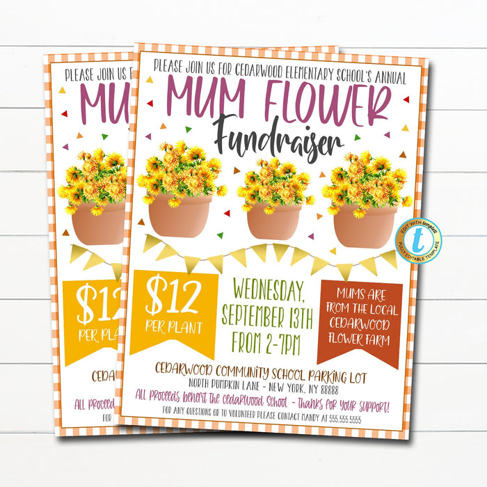 Mum Raffle Mum Flower Sale Fundraiser Flyer | Fall Autumn Church School — TidyLady ...