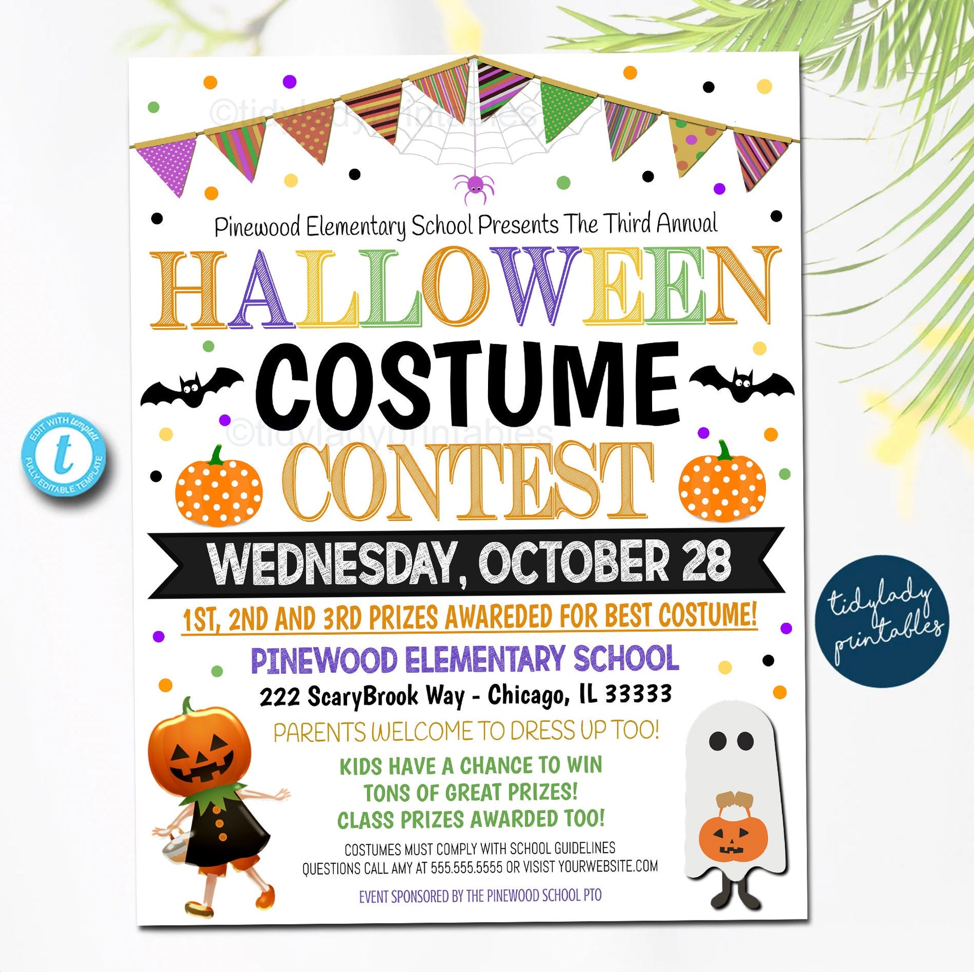 Halloween Costume Contest Flyer Voting Sign and Ballot Slip — TidyLady