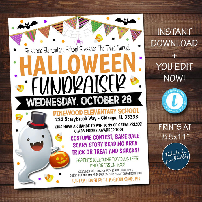 EDITABLE Halloween Fundraiser Set, Flyer Voting Sign and Ballot Slips, Kids Community Church Halloween Event, School Pto Pta Party PRINTABLE