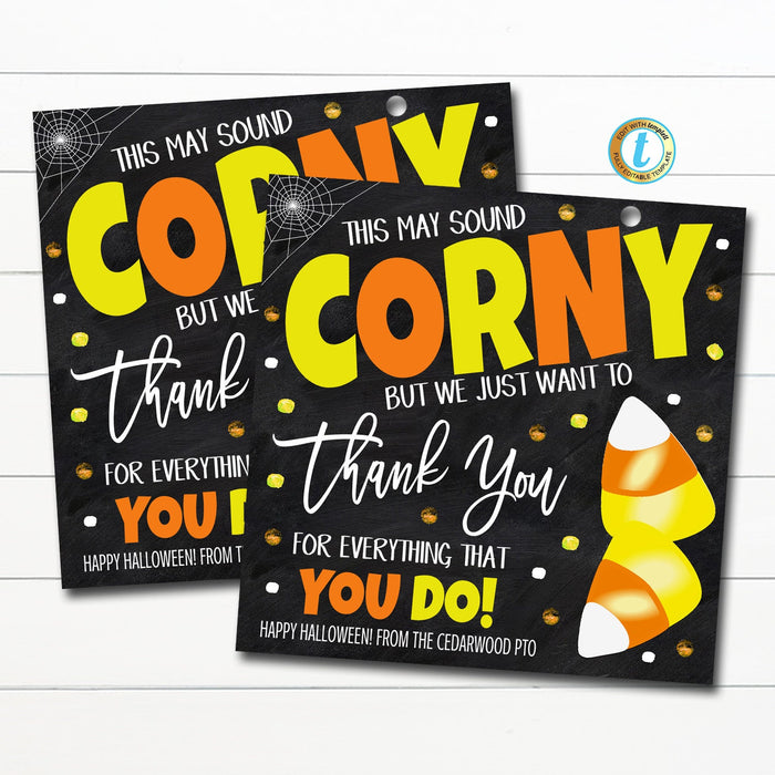 Halloween Candy Corn Gift Tag, Volunteer Teacher Staff Employee Nurse School pta Fall Appreciation Thank You Gift, DIY Editable Template