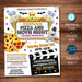Halloween Pizza and Movie Night Flyer, School or Church Pizza party, School Pto Pta Fundraiser, Cinema Party Printable Invitation, EDITABLE