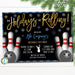 Holiday Bowling Party Invitation, Adult Holiday Invite, Xmas Cocktail Games Party, Work Party Editable Template, DIY Self-Editing Download
