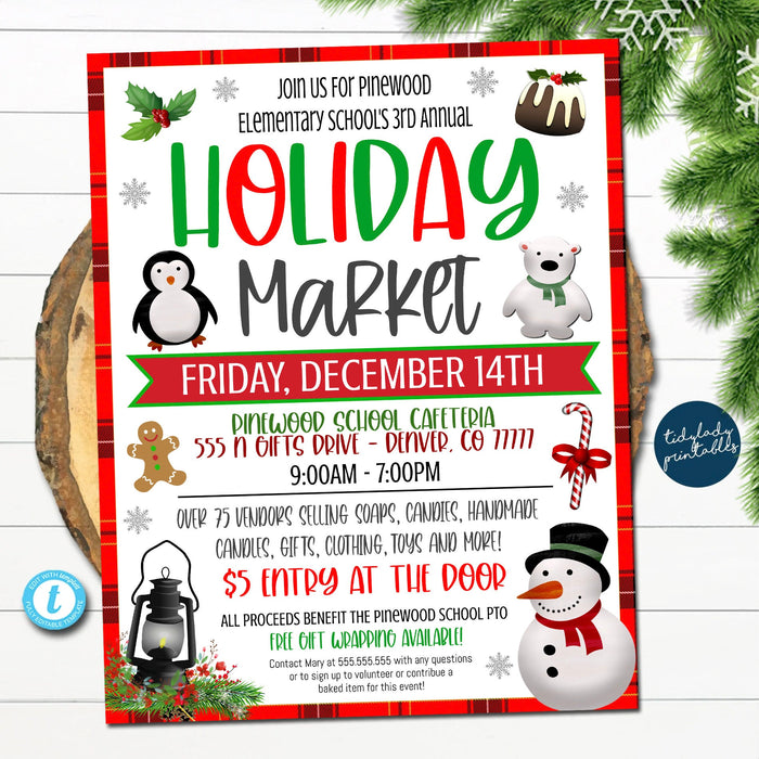 Holiday Market Flyer Christmas Craft Show Invitation — TidyLady Printables holiday-market-flyer-christmas-craft-show-invitation-tidylady-printables