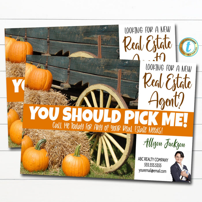 Fall Real Estate Postcard | Pick me pumpkin promo — TidyLady Printables