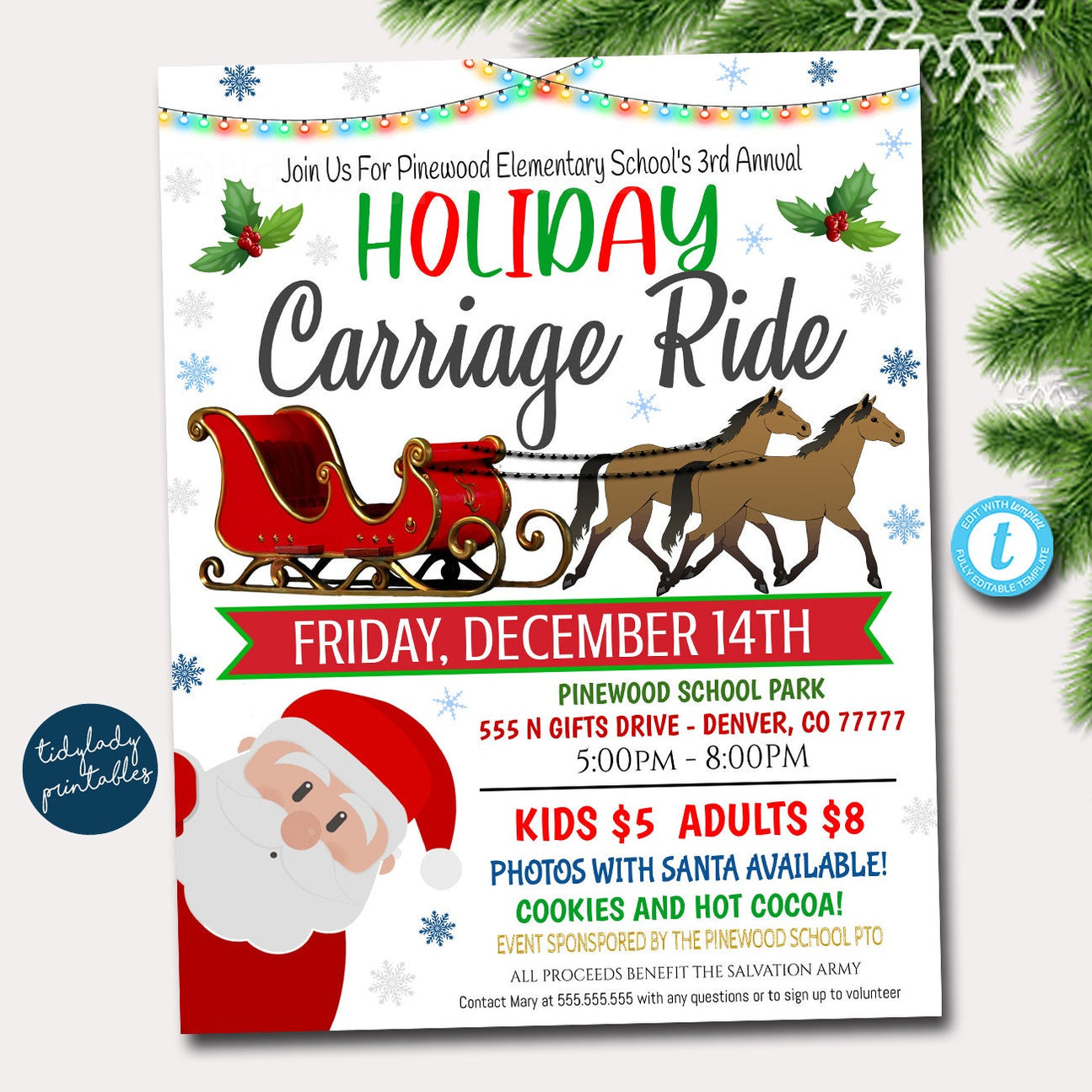 All Ride Flyer Editable Holiday Festival Christmas Carriage Ride Flyer — TidyLady ...