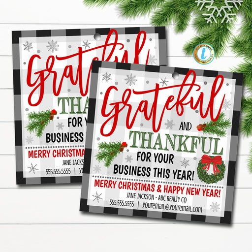 Christmas Small Business Appreciation Gift Tag, Client Customer Gift, Thankful for your Business, Holiday Small Shops, Pop By Tag, Editable