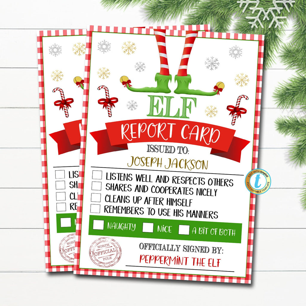 Christmas Elf Report Card | Kids Holiday Elf Idea Activity — TidyLady Printables for Elf On The Shelf Report Card Printable Free