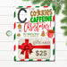 Christmas Teacher Gift Card Holder, C is for Caffeine and Coffee, Teacher Appreciation Cookie Holiday Label, Thank You DIY Editable Template