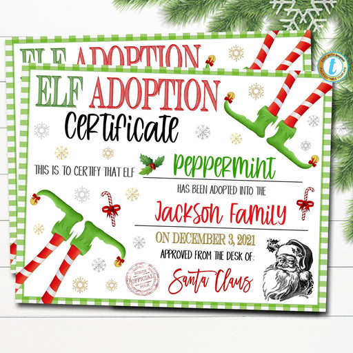 Elf Adoption Certificate Printable, Christmas Kids Holiday Elf Ideas Activity, December Family Elf Arrival Certificate, EDITABLE TEMPLATE
