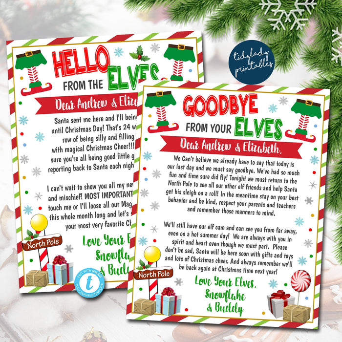 Elf Letters, Hello From Elves and Goodbye from the Elves Letter Templates for Kids, Christmas Letter Printables, DIY EDITABLE TEMPLATE