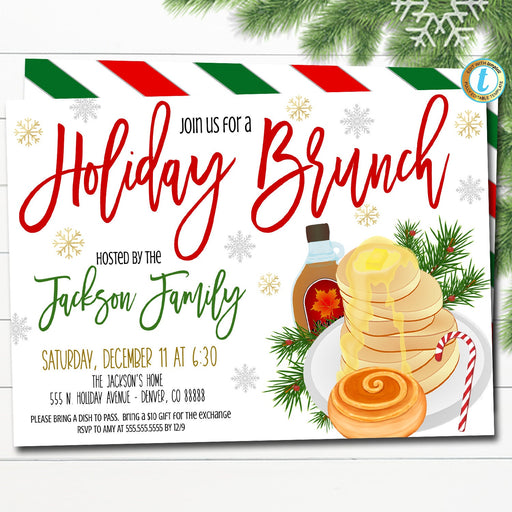 Holiday Brunch Invitation, Christmas Event Invite, School Teacher Staff, Company Work Xmas Party, Breakfast Printable, DIY EDITABLE TEMPLATE