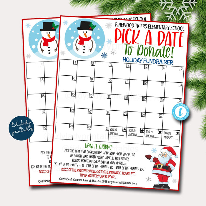 Holiday Fundraiser Calendar | Pick a Date to Donate December — TidyLady Printables holiday-fundraiser-calendar-pick-a-date-to-donate-december-tidylady-printables