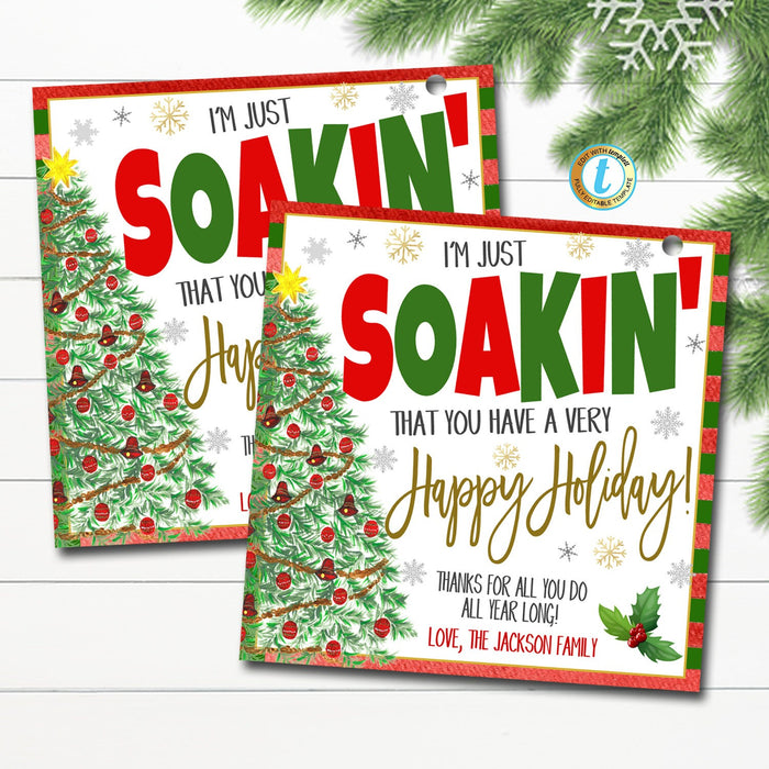 christmas-gift-tag-soakin-you-have-a-happy-holiday-tidylady-printables for Free Gift Tags From Secret Santa Printable Christmas Gift Tag, Soakin' You Have a Happy Holiday — TidyLady Printables for Free Gift Tags From Secret Santa Printable