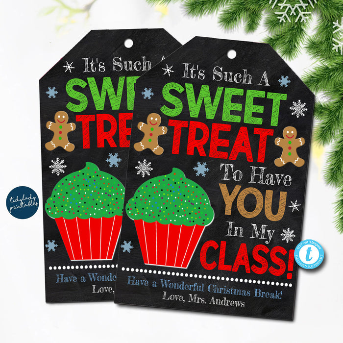 Christmas Student Gift Tags, It's a Sweet Treat to Have you in my Class, Holiday Tteacher Gift For Classroom Treat Tag, Editable Template