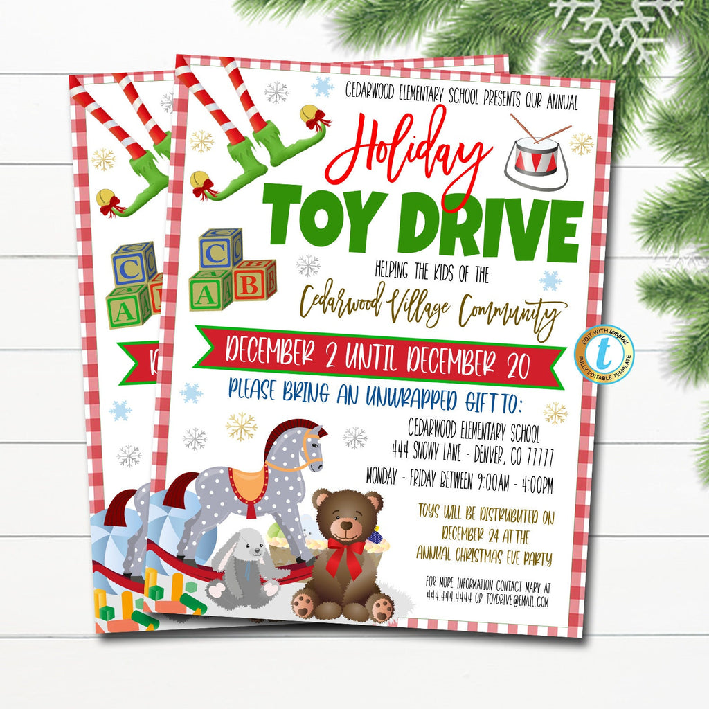 Holiday Toy Drive Flyer Template | TidyLady Printables holiday-toy-drive-flyer-template-tidylady-printables