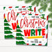 Christmas Pencil Gift Tags, Hope your Christmas is just write Gift Tag, Classroom School Teacher Holiday Favor Tag, Editable Template