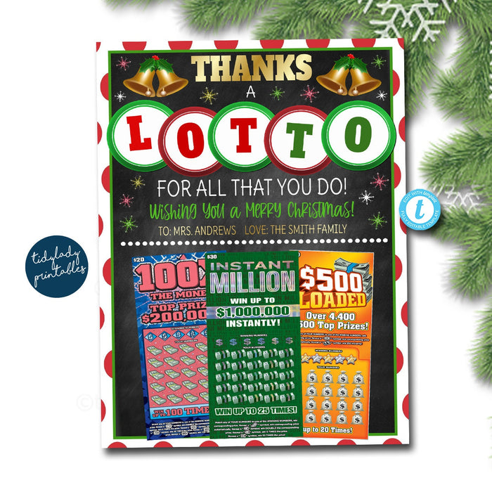Thank You Lottery Ticket Holder - Printable Appreciation Gift