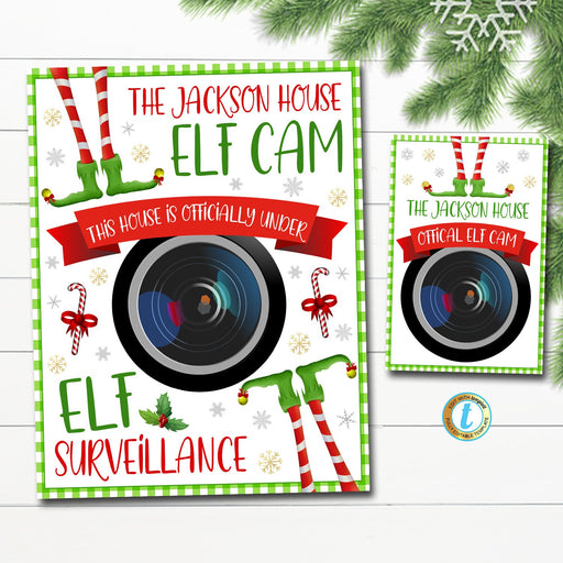 Elf Cam Printable, Christmas Printables, Holiday Elf Activity Ideas, Elf House Rules, Don't Touch Me Lose Magic Sign, EDITABLE TEMPLATE