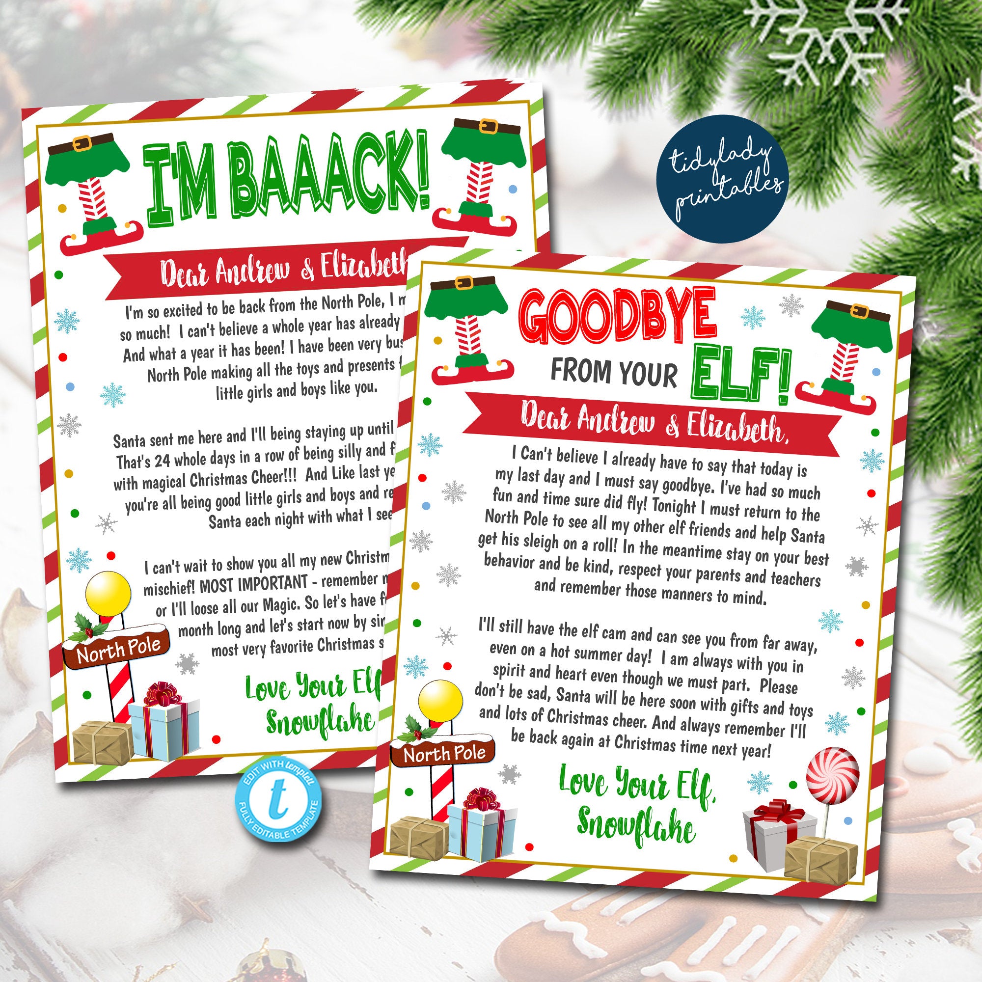 Elf Letter Set I'm Back | Hello from your Elf, Goodbye from Elf — TidyLady Printables elf-letter-set-i-m-back-hello-from-your-elf-goodbye-from-elf-tidylady-printables