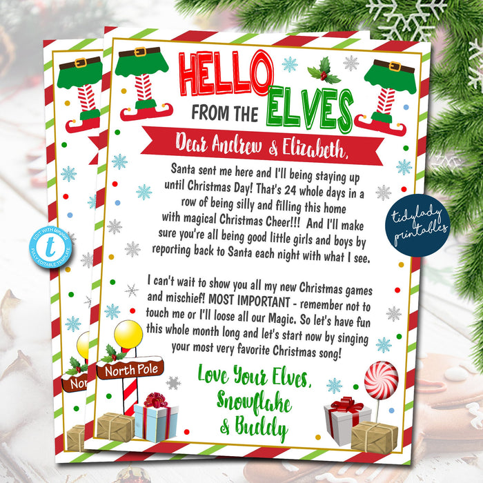 Elf Arrival Letter, Hello from the Elf Letter for Kids, Christmas We're Back! Hello from Elves, Christmas Letter Printable EDITABLE TEMPLATE