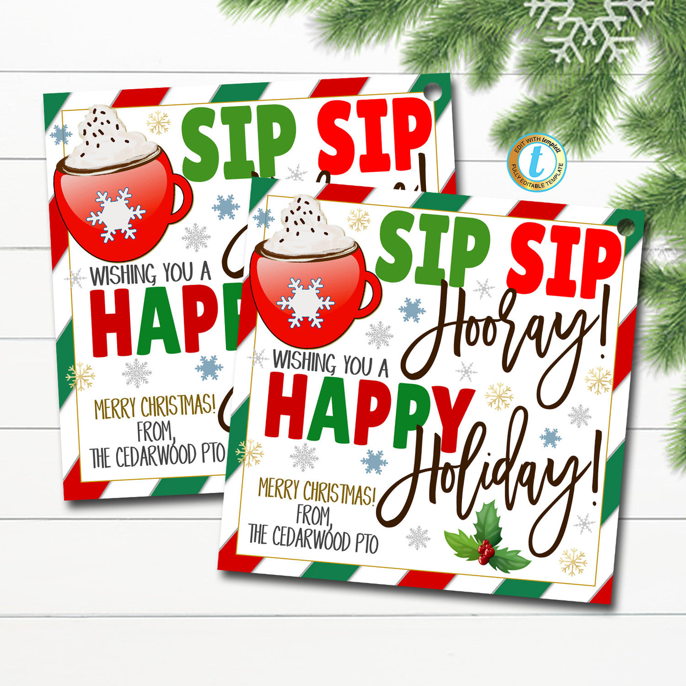 Christmas Hot Cocoa Gift Tags, Printable Holiday Appreciation Tag ...