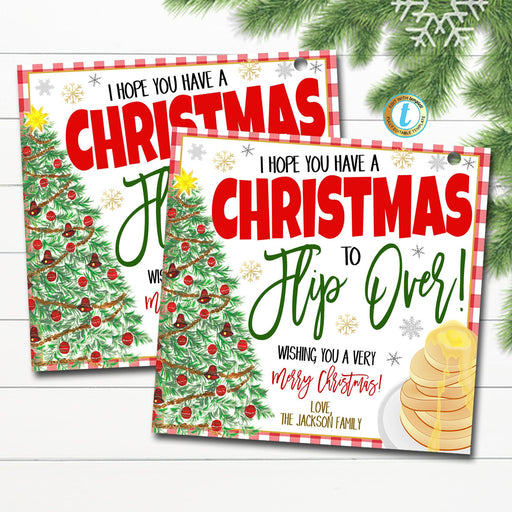 Christmas Gift Tags, Hope you have a Christmas to Flip Over, Holiday Favor Tags, Teacher, staff Volunteer White Elephant, Editable Template