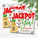 Hit the Jackpot Working With You Happy Holidays Tag Christmas Lottery Ticket Lotto Co-Worker Teacher Staff Employee School Pto Pta, EDITABLE