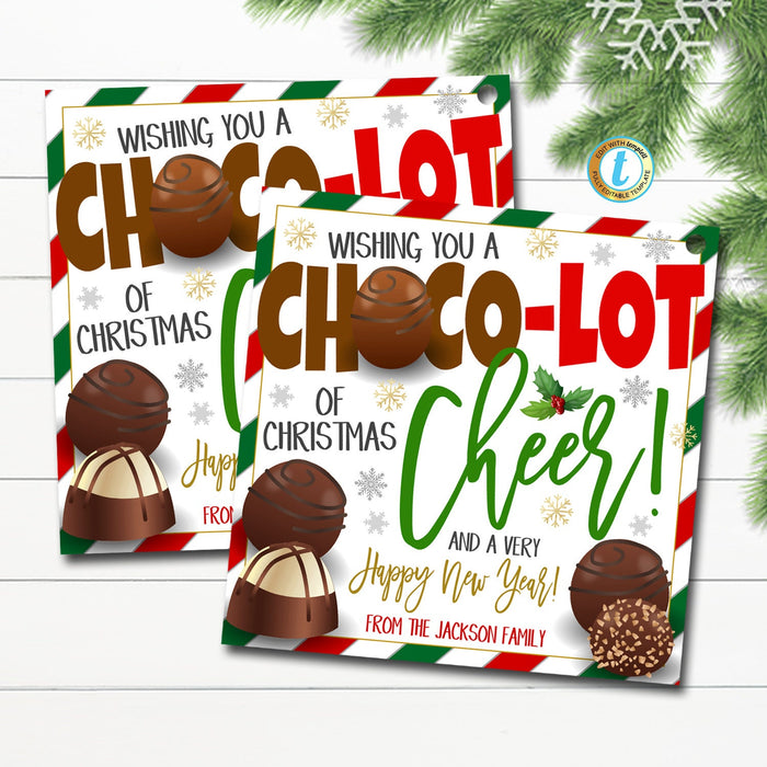 Christmas Chocolate Candy Gift Tags, Thanks a Choco-Lot, Staff Employee Teacher Appreciation Favor Tag, School Pto Pta DIY Editable Template