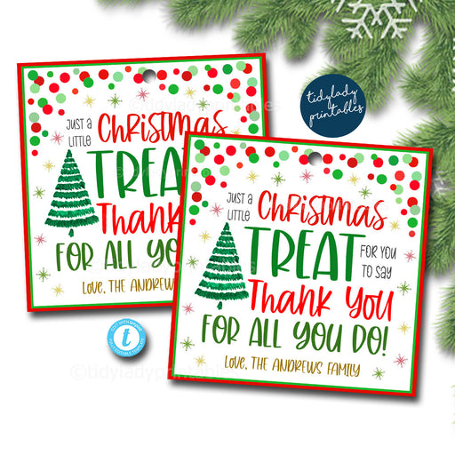 Christmas Treat Thank you Tag Holiday Appreciation Gift Tags Christmas Favor Tags Employee Company Staff Teacher Sweet Thank You, EDITABLE