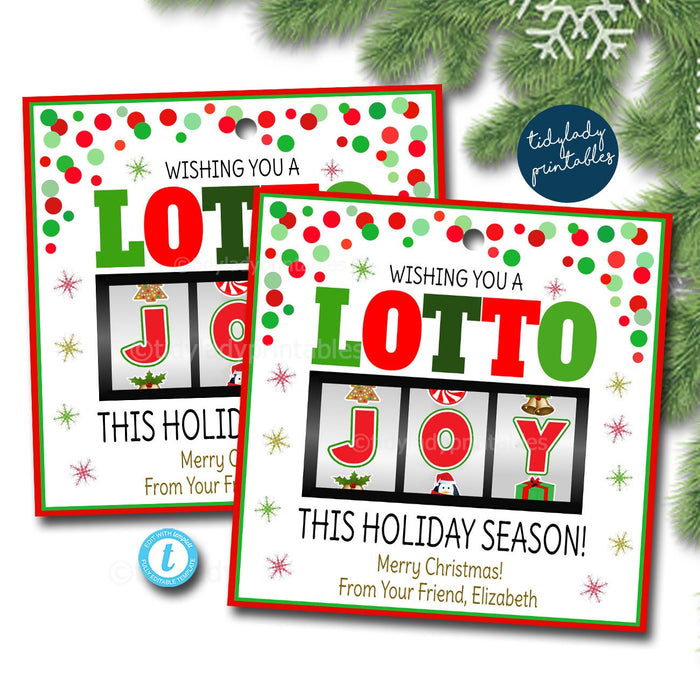 Christmas Lottery Gift Tag Printable, Wishing You a Lotto Joy, Work Teacher Staff, Holiday Party Exchange Gift Tag Editable INSTANT DOWNLOAD