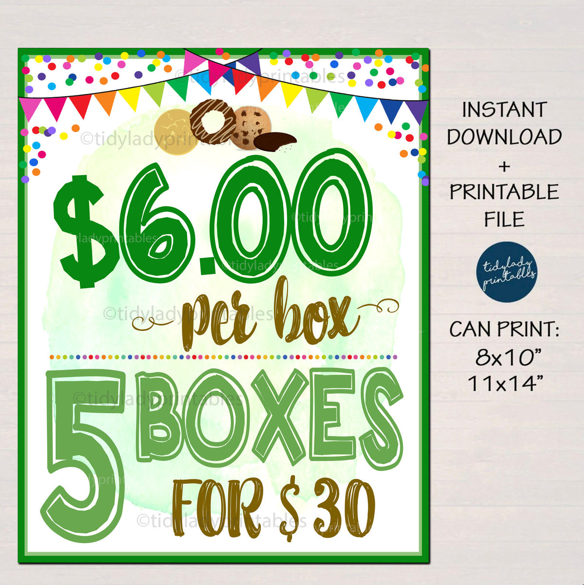 Cookie Price Sign, Cookies Sold Here, Cookie Sale Fundraiser — TidyLady