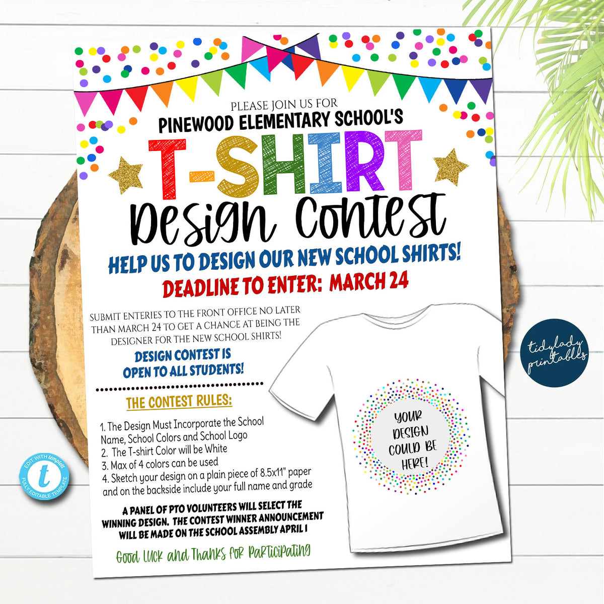 T shirt Design Contest Flyer Template TidyLady Printables