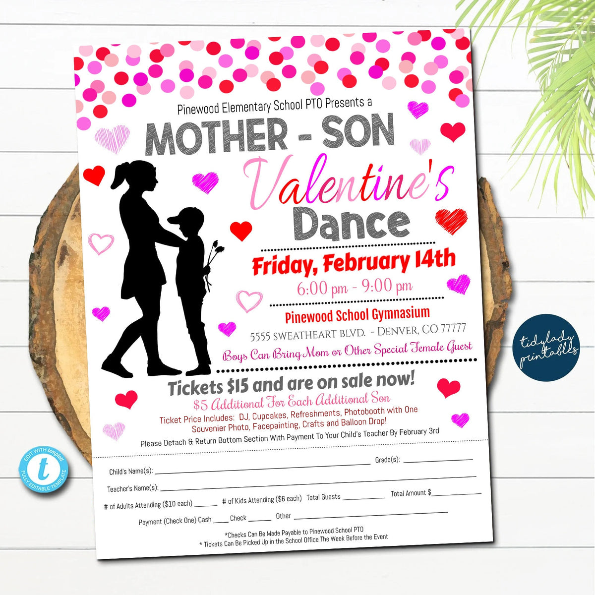 Mother Son Valentine's Day Dance Flyer | Editable Template — TidyLady ...