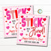 Valentine Sticker Gift Tags, Stick with Me, Toy Non Candy Valentine Tag, Classroom School Pto Pta Teacher Kids Valentine, Editable Template