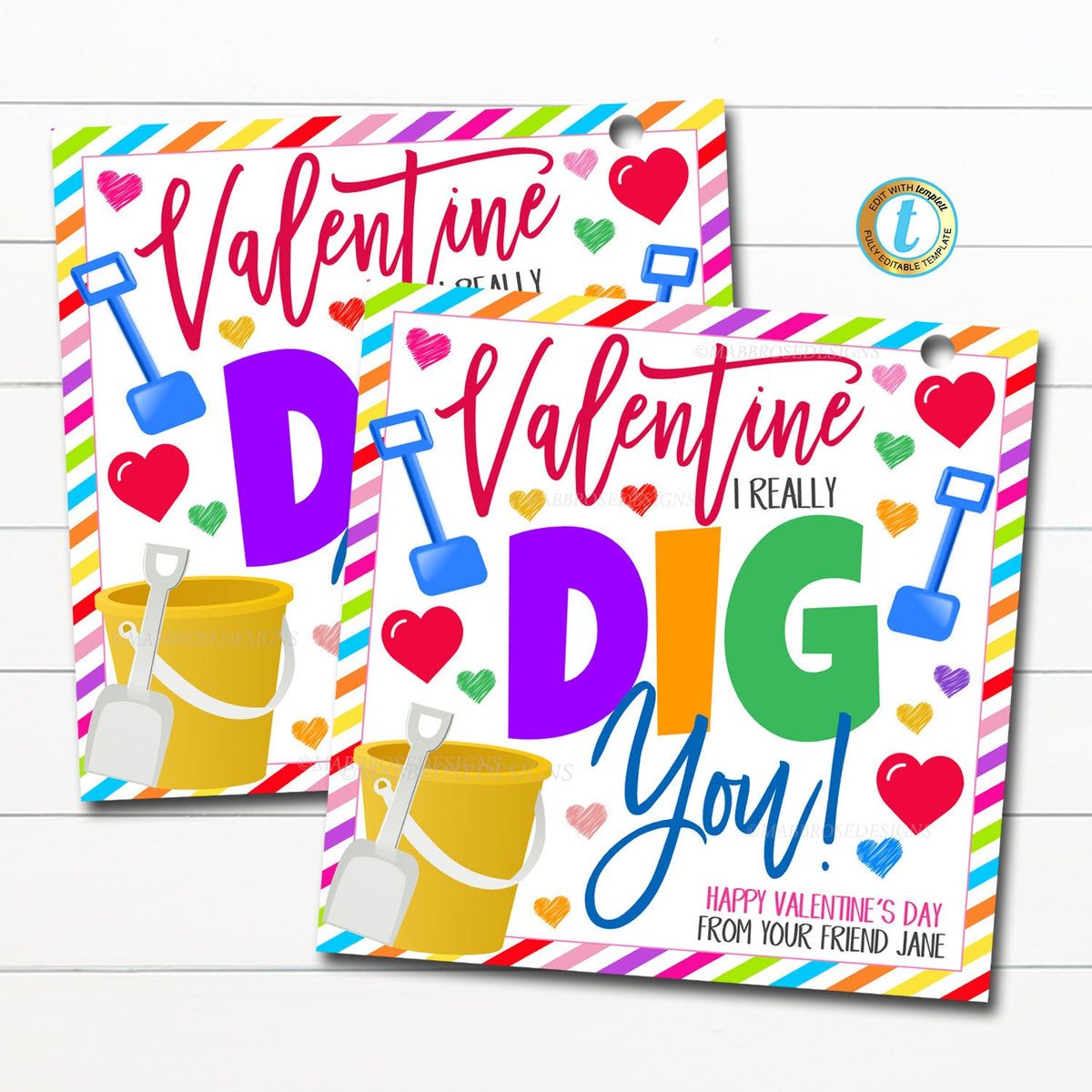 I dig you Valentine Gift tags | Valentine Construction Gift Tag ...