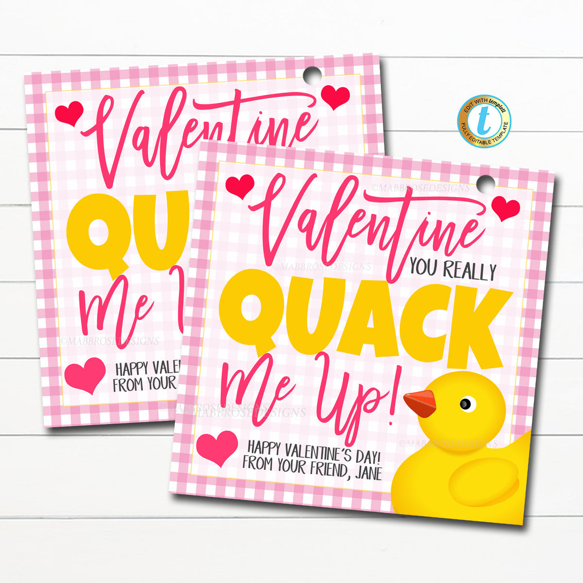 Valentine Rubber Duck Tags | Rubber Ducky, Kid Friend Valentine ...