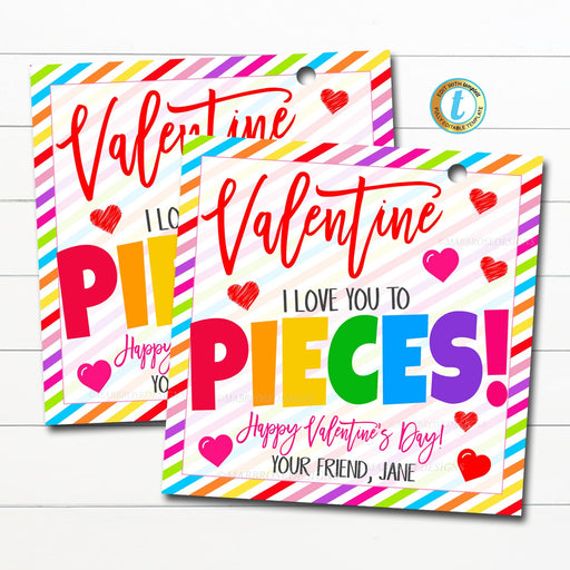Valentine Love You to Pieces Gift Tags, Puzzle Toy Candy Beads Valentine Kid Gift Classroom School Teacher Staff Valentine Editable Template