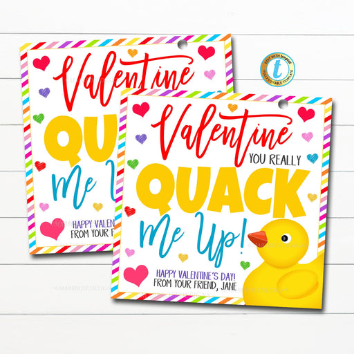 Valentine Rubber Duck Tags, Rubber Ducky, Kid Friend Valentine Tag, Elementary Classroom School Teacher Staff Valentine, Editable Template