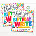 Birthday Pencil Gift Tags, You're Just Write School Friend Tag, Classroom School Teacher Tag Staff Kids Party Favor, DIY Editable Template