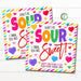 Sweet and Sour Candy Valentine Don't be sour I think you're sweet Valentine Tag Preschool Valentines Class School Teacher, Editable Template