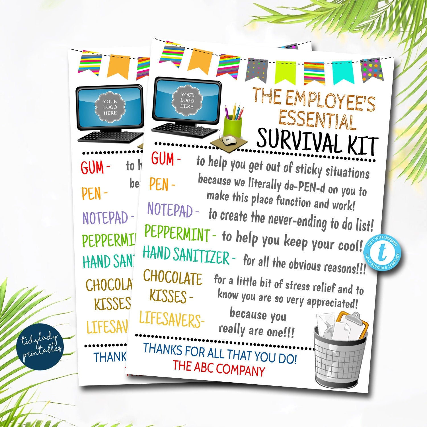 Employee Survival Kit Gift Tags deals TidyLady for Cna Survival Kit Printable Free