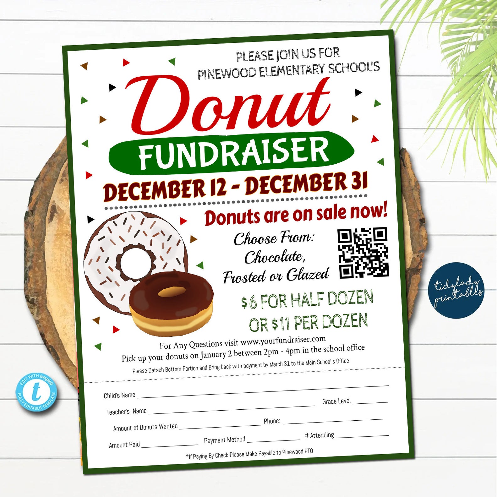 Donut Fundraiser Bakery Bake Sale Fundraising Printable — TidyLady