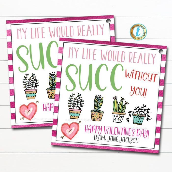 succulent valentines card Valentine's Day Succulent Gift Tag, Appreciation Gift Tag Idea — TidyLady Printables
