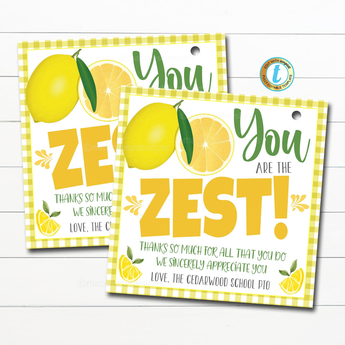 Lemons Gift Tag | You are the Zest, Lemon Theme Appreciation — TidyLady ...