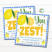 Lemons Gift Tag, You are the Zest, Lemon Theme Appreciation Week Gift, Thank You Volunteer Coworker Staff Teacher, Editable Template